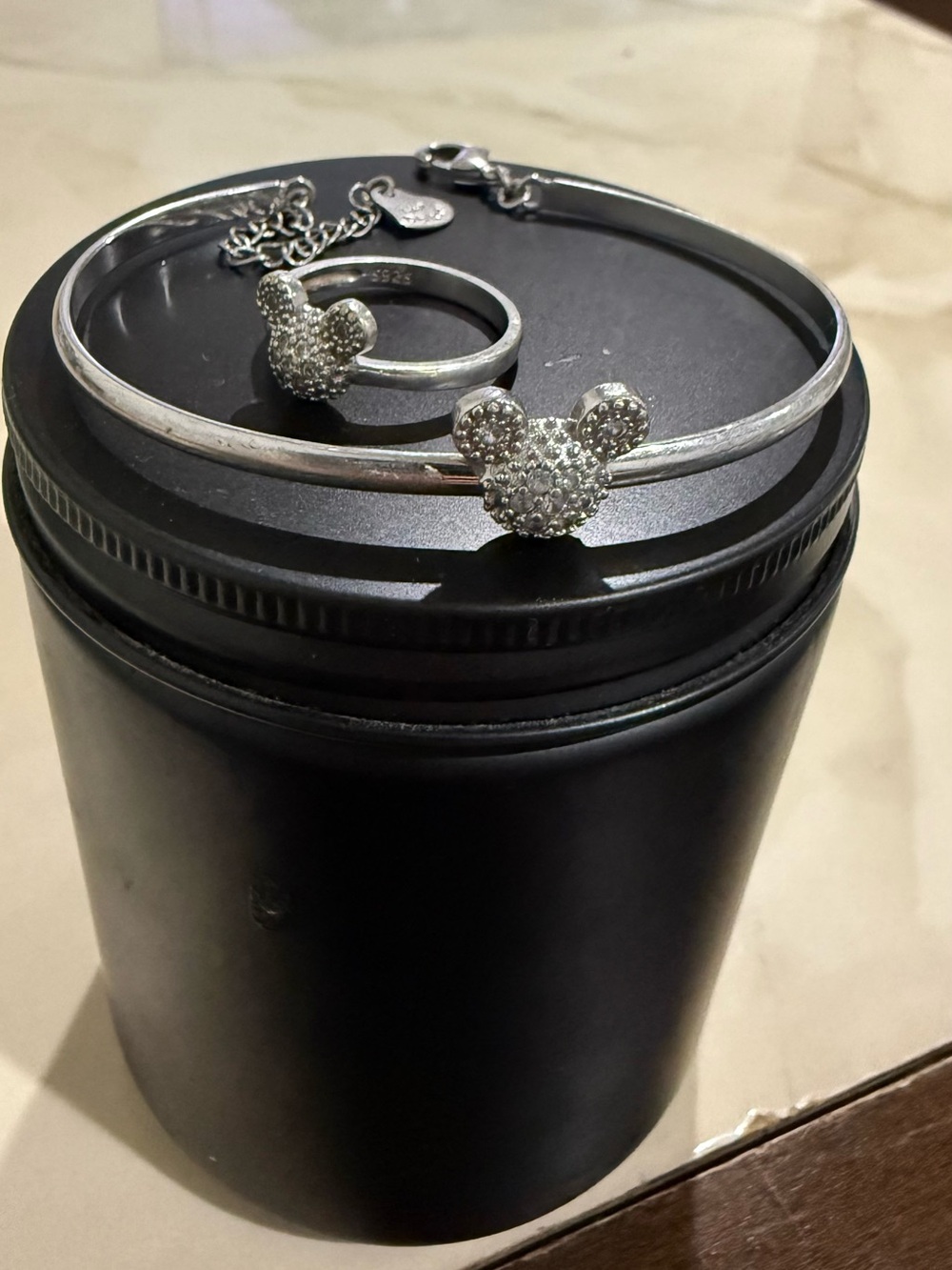 Disney Mickey Mouse Sterling Silver Bracelet and Ring 7- Set